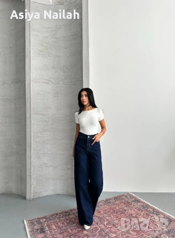 Дамски дънки с висока талия и широк крачол, снимка 2 - Дънки - 52792597