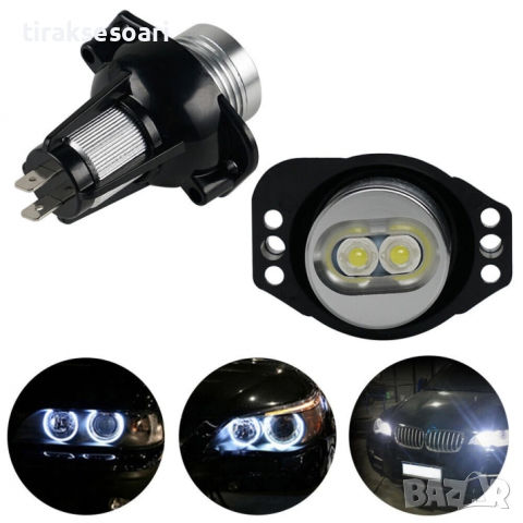 БЕЛИ LED крушки Angel Eyes ангелски очи за BMW E90 E91 E92 с Canbus, снимка 7 - Аксесоари и консумативи - 44727371