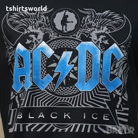 Нова мъжка тениска с дигитален печат на музикалната група AC/DC - Black Ice със син надпис , снимка 9 - Тениски - 34833977