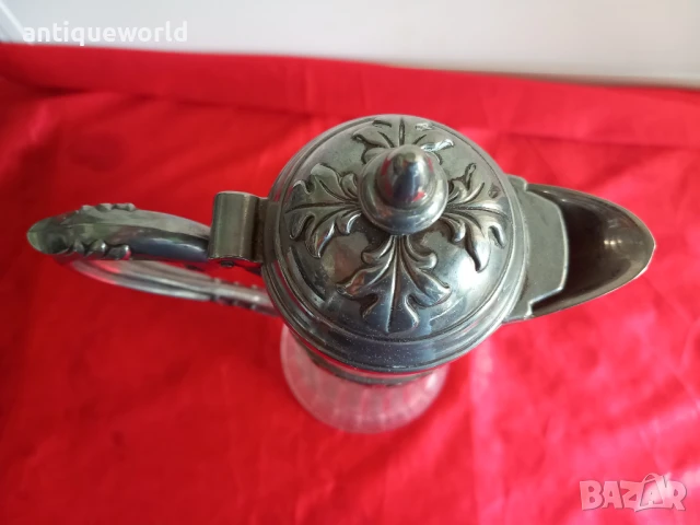 Стара Кристална Кана ,Гарафа , Посребрена, снимка 3 - Антикварни и старинни предмети - 51124836