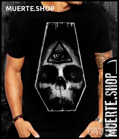 Черна тениска с щампа ILLUMINATI DEADLY SKULL