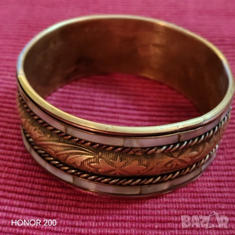 Месингова гривна със седеф. , снимка 7 - Гривни - 53660420