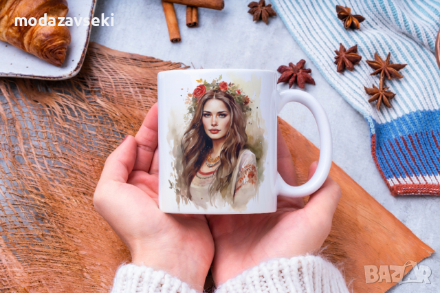 Порцеланови чаши с български народни мотиви, снимка 2 - Чаши - 42843358