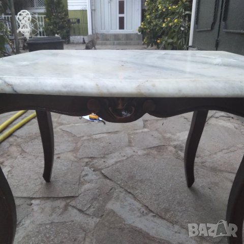 Барокова дървена маса с масивен мраморен плот разпродажба, снимка 4 - Маси - 41968175