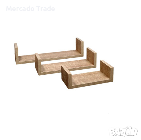 Комплект декоративни рафтове Mercado Trade, За стена, 3бр., Бежови, снимка 2 - Декорация за дома - 44602465