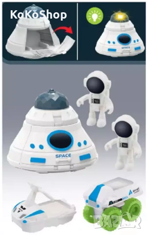 Космическа станция със совалка и астрановти, снимка 4 - Влакчета, самолети, хеликоптери - 53683619