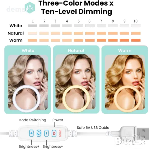 TARION Селфи светлина със стойка, държач за телефон и студена обувка, 56-169 см, снимка 4 - Селфи стикове, аксесоари - 49515528