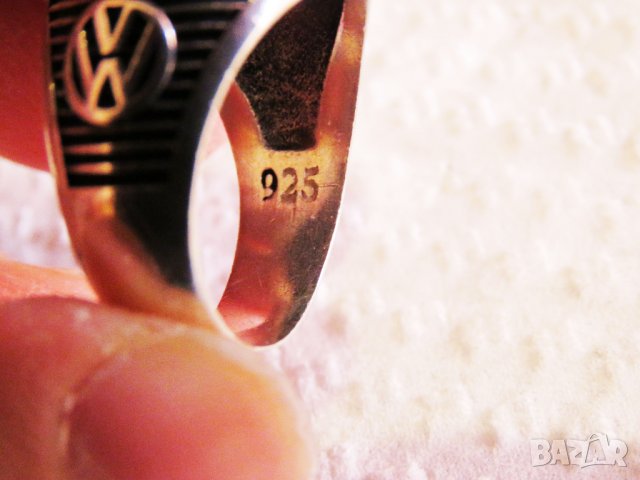 стар мъжки сребърен пръстен на голямата марка за автомобили  фолксваген, Volkswagen, снимка 4 - Пръстени - 35866303
