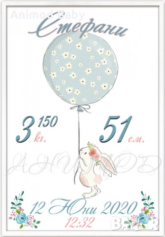 Рамка за бебе / визитка / снимка , персонализиран подарък за новородено, снимка 7 - Мебели за детската стая - 34295215