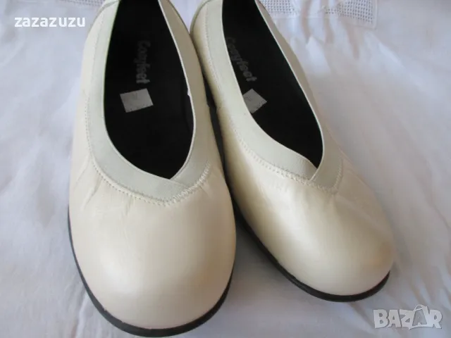 ЕСТЕСТВЕНА КОЖА дамски елегантни обувки, цвят слонова кост, снимка 3 - Дамски елегантни обувки - 49635255