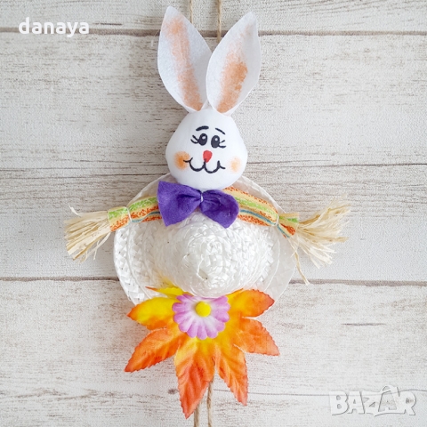 2740 Великденска украса Малко зайче с шапка и висулка, снимка 7 - Декорация за дома - 36085004