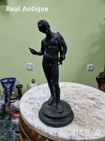 Стара страхотна антикварна френска бронзова фигура статуетка 