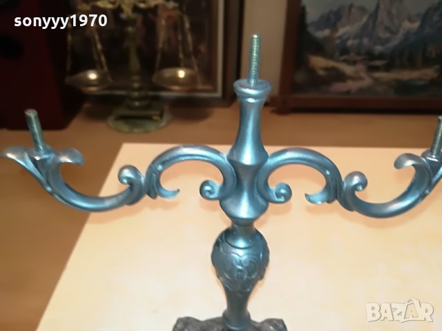 свещник за 3 свещи 23х21х10см внос франция 1208211047, снимка 4 - Антикварни и старинни предмети - 33794049