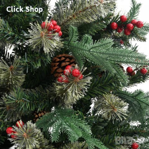 Коледна елха с шишарки, зелена, 120 см, PVC и PE, снимка 5 - Декорация за дома - 38674785