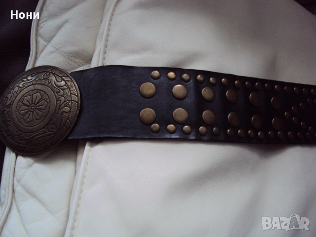 Атрактивен колан от естествена кожа с медна катарама, снимка 2 - Колани - 53524950