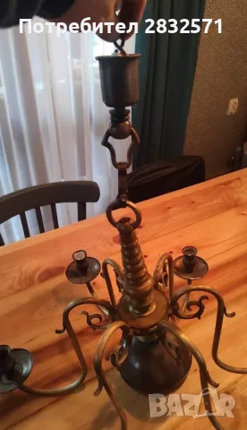 Антикварен полилей свещник, снимка 3 - Антикварни и старинни предмети - 50146010