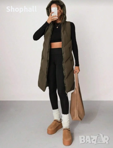 Дълъг елек в зелен и бежов цвят. Размер S., снимка 4 - Елеци - 53201770