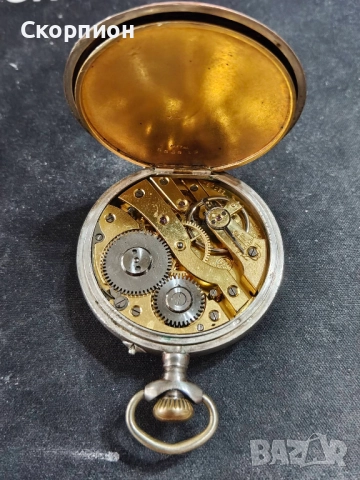 Швейцарски СРЕБЪРЕН джобен часовник 1900г. с позлата - 10 РУБИНА - ПРОМОЦИЯ, снимка 6 - Джобни - 50040865