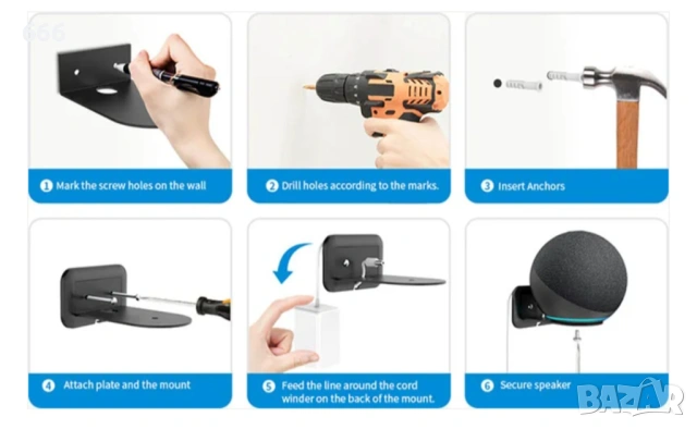 Стенен монтаж за Echo (4-то поколение), снимка 4 - Други стоки за дома - 53713118