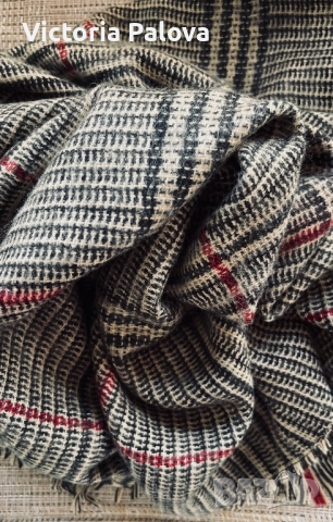 Голям кариран шал oversized с акцент в бордо, снимка 7 - Шалове - 52795972