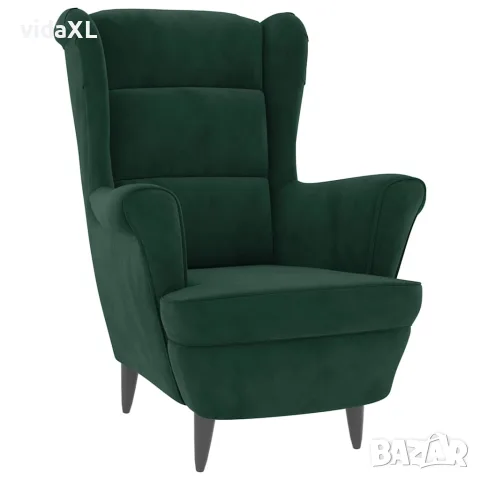 vidaXL Фотьойл, тъмнозелен, кадифе