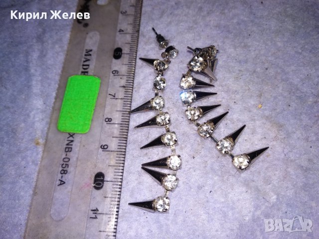 КРАСИВИ СРЕБРИСТИ МЕТАЛСКИ РОКАДЖИЙСКИ СТИЛ ОБЕЦИ от НЕРЪЖДАЕМА СТОМАНА с ИСКРЯЩИ КРИСТАЛИ 28486