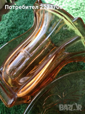 Ретро ваза и фруктиера -цветно стъкло , снимка 2 - Вази - 42216543