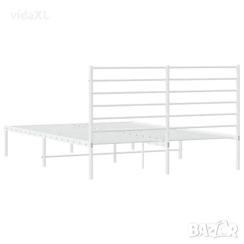 vidaXL Метална рамка за легло с горна табла, бяла, 120x200 см, снимка 8 - Спални и легла - 56147196