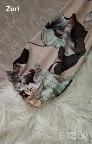 РАЗКОШНА дълга бежова рокля на едри цветя, снимка 8 - Рокли - 50091191