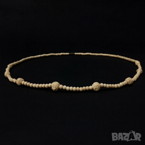 Ръчно резбована стара огърлица от слонова кост, снимка 5 - Колиета, медальони, синджири - 46411906