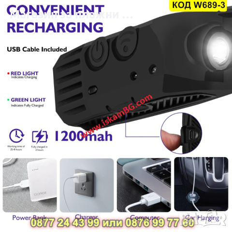 Челник за глава със сензор с жест на ръката с 3 СОВ ленти - КОД W689-3, снимка 5 - Друга електроника - 44656720