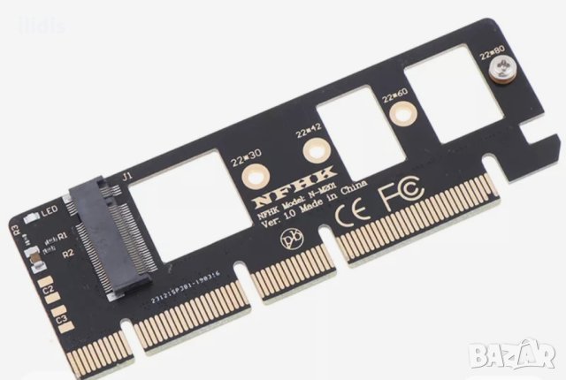 NGFF M Key M.2 NVME AHCI SSD към PCI-E PCI Express 16x x4 адаптер Riser Card Converter за XP941 SM95, снимка 1 - Други - 41688466