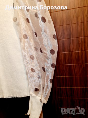 Дамска блуза поло с буфан ръкав от тюл , снимка 3 - Блузи с дълъг ръкав и пуловери - 40089424