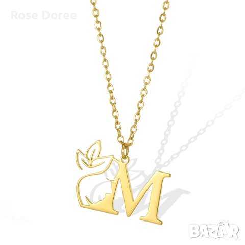 RD 388 Буква М колие в златисто инициали медицинска стомана безплатна доставка подарък, снимка 1