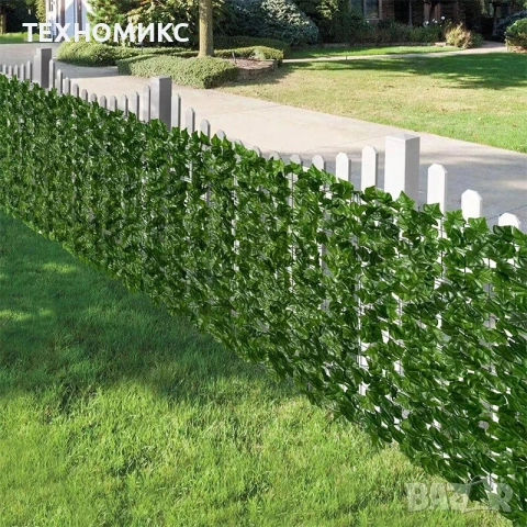 Ограда от зелени листа - панел за уединение с реалистичен вид 3 x 0,5м, снимка 4 - Други - 53603762