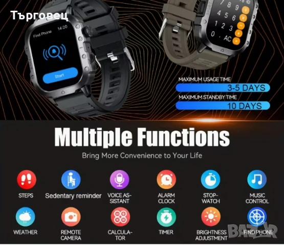 НОВ Спортен Смарт Часовник с 5.11cm дисплей ,  smart watch, снимка 4 - Мъжки - 53085232