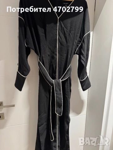 Karen Millen Petite Mono Satin Woven Crepe Contrast Piping Maxi Dress, снимка 4 - Рокли - 53029051