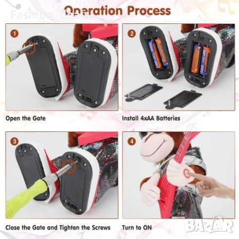 Нова Плюшена детска образователна играчка Танцуваща маймуна с китара, снимка 4 - Плюшени играчки - 41926883