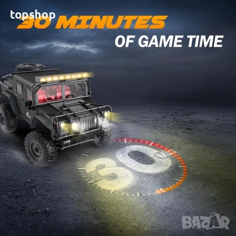 SIMREX Джип 1/12 20 км/ч, 4x4, 30мин бат.2.4GHz дистанционно, водоустойчива IPX4 RC кола за офроуд, снимка 4 - Коли, камиони, мотори, писти - 51572490