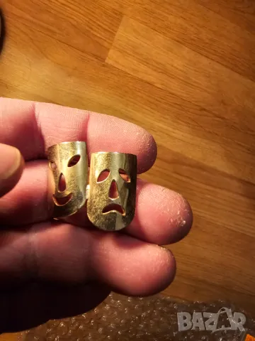 Старинна бронзова театрална брошка сълза и смях..защото просто животът е сълза и смях, снимка 2 - Други ценни предмети - 49786455