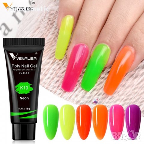 VENALISA POLYGEL 15ML ПОЛИГЕЛ НЕОН , БРОКАТ , КОНФЕТИ , ХОЛОГРАМ, снимка 7 - Продукти за маникюр - 34431115