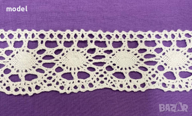Памучна дантела, бяла, 4 см