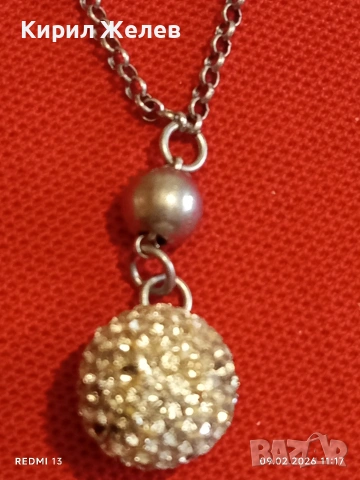 Елегантно сребърно колие с кристални топчета винтидж стил майсторска изработка 52951, снимка 3 - Колиета, медальони, синджири - 53411350