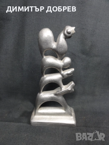 СТАРА РЕТРО МЕТАЛНА СТАТУЕТКА БРЕМЕНСКИТЕ МУЗИКАНТИ , снимка 4 - Антикварни и старинни предмети - 52329754