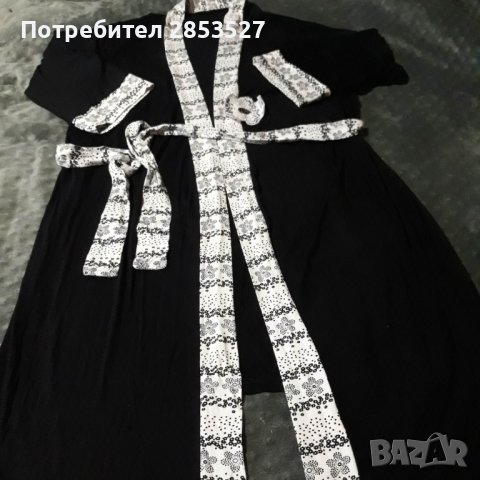 Дамски Халат в черно/бяло, снимка 3 - Нощници - 40012964