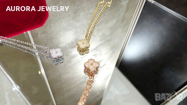 Van Cleef & Arpels VCA Gold Diamond Sweet Alhambra Clover Дамско Колие, снимка 15 - Колиета, медальони, синджири - 53243039
