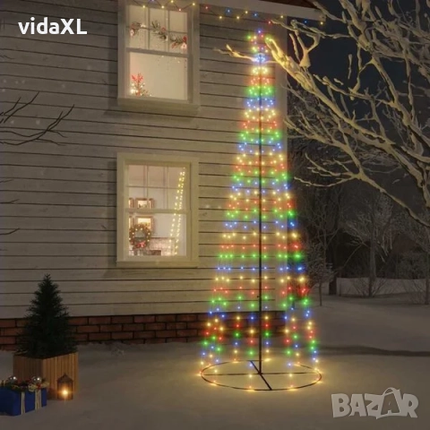 vidaXL Конусовидна елха, многоцветна, 310 LED, 100x300 см(SKU:343493), снимка 2 - Други - 52624131