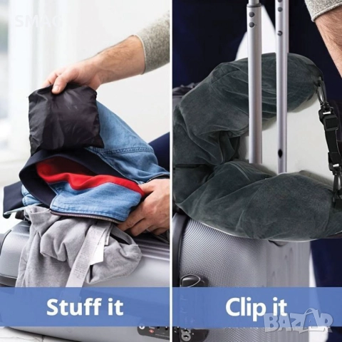 Пътна възглавница 2 в 1 с отделение за съхранение, черна 75x17 см_1246119, снимка 2 - Други - 52302625