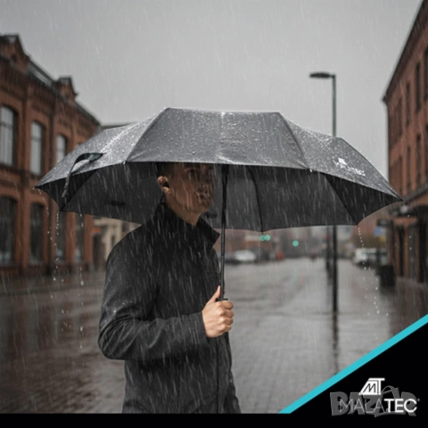 Автоматичен чадър 110 см - голям, сгъваем, ветроустойчив със защитен калъф , снимка 7 - Други - 52672123