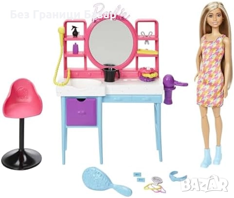 Нова кукла Barbie Фризьорски Комплект с Кукла и Магическа Коса Барби, снимка 1